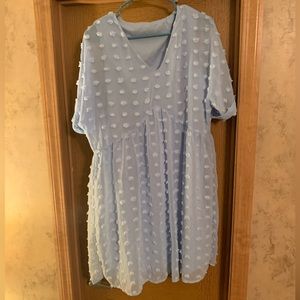 Light Blue Shein Pom Pom Dress